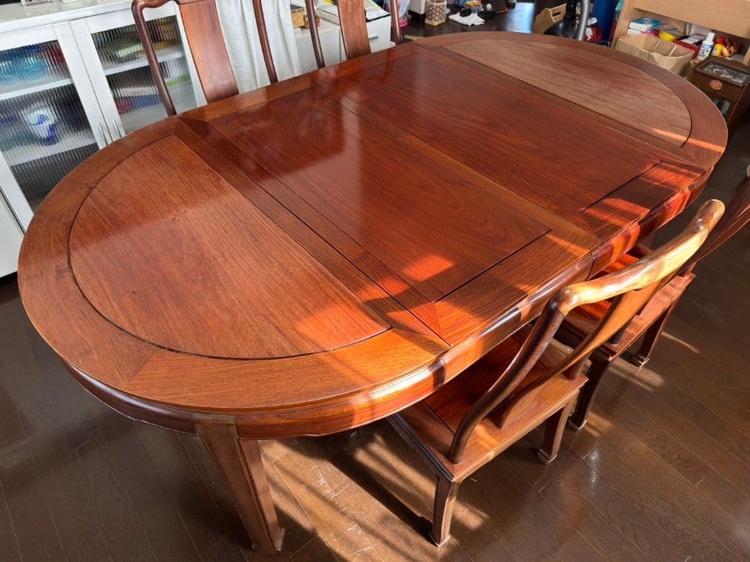 中国 高級花梨無垢材 エクステンションテーブル ※椅子は別売り