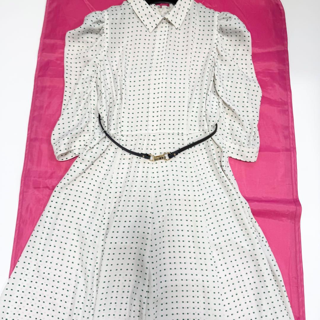 【極美品✨】アナイ ピンドットプリント袖ギャザーワンピース　2023年　36