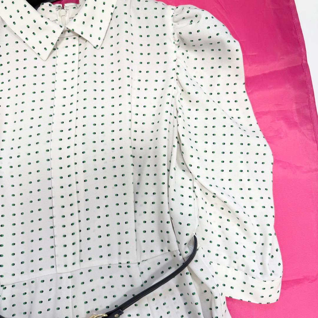 【極美品✨】アナイ ピンドットプリント袖ギャザーワンピース　2023年　36