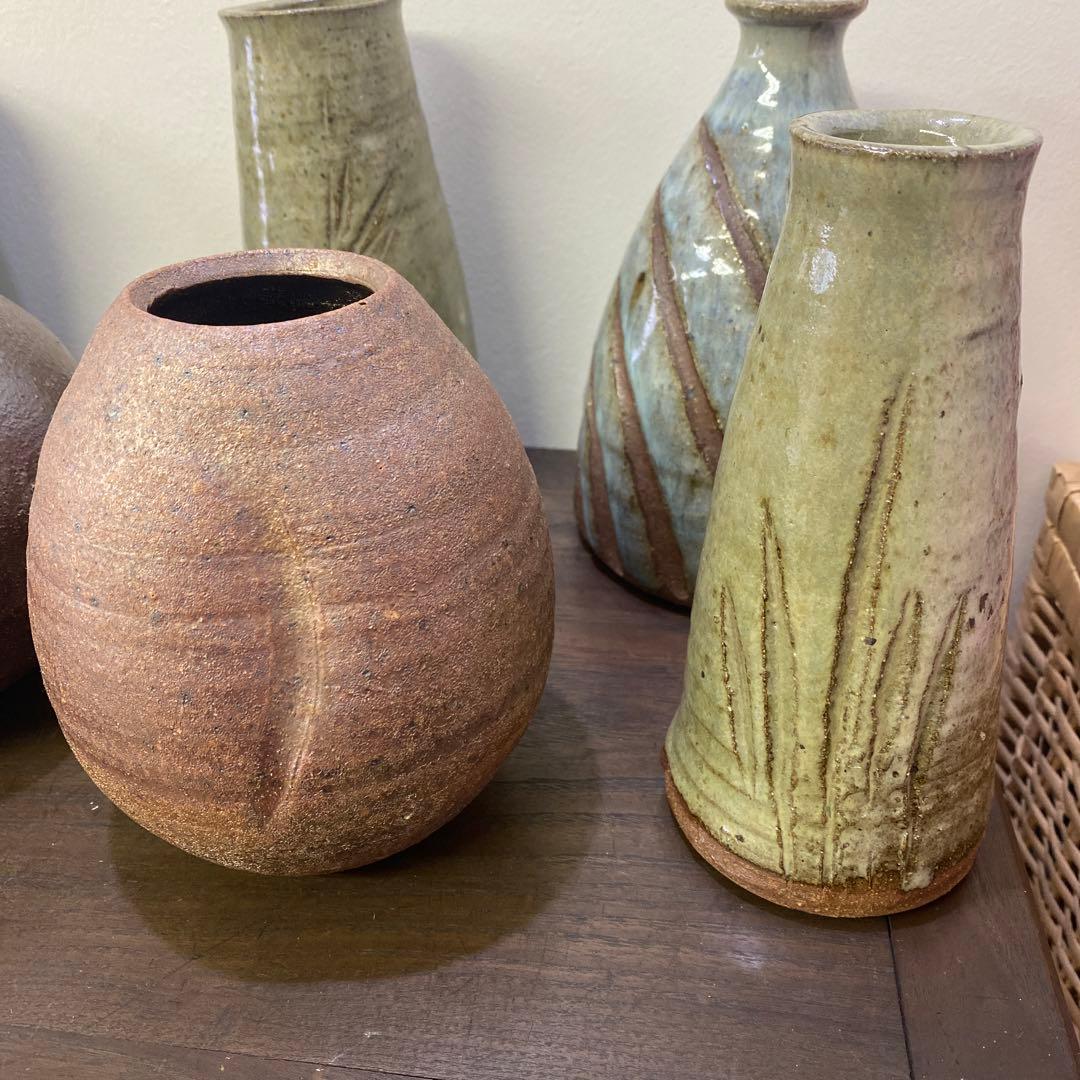 上野焼　花瓶　一輪差し　日本工芸会正会員、「高鶴淳一」氏作品 9点まとめ売り