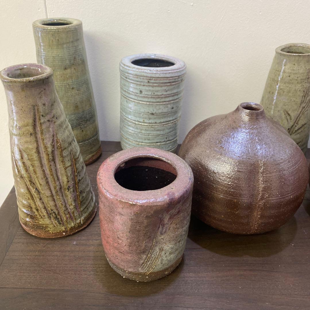 上野焼　花瓶　一輪差し　日本工芸会正会員、「高鶴淳一」氏作品 9点まとめ売り