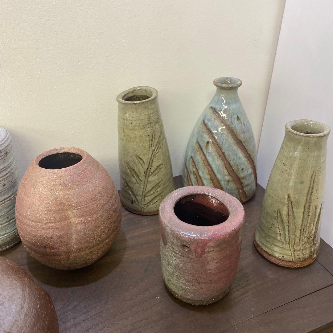 上野焼　花瓶　一輪差し　日本工芸会正会員、「高鶴淳一」氏作品 9点まとめ売り