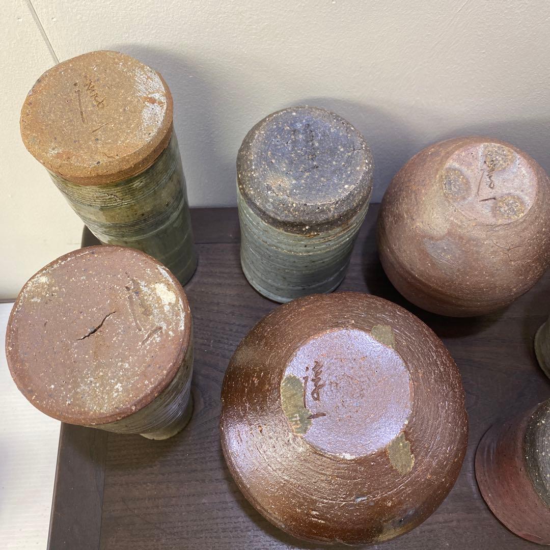 上野焼　花瓶　一輪差し　日本工芸会正会員、「高鶴淳一」氏作品 9点まとめ売り