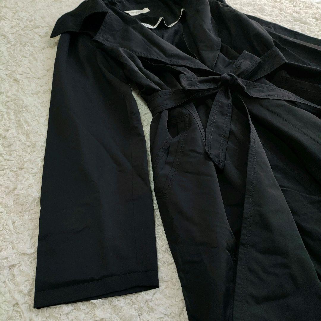 美品 マリナリナルディ トレンチコート ダブルカラー ウエストリボン 23号