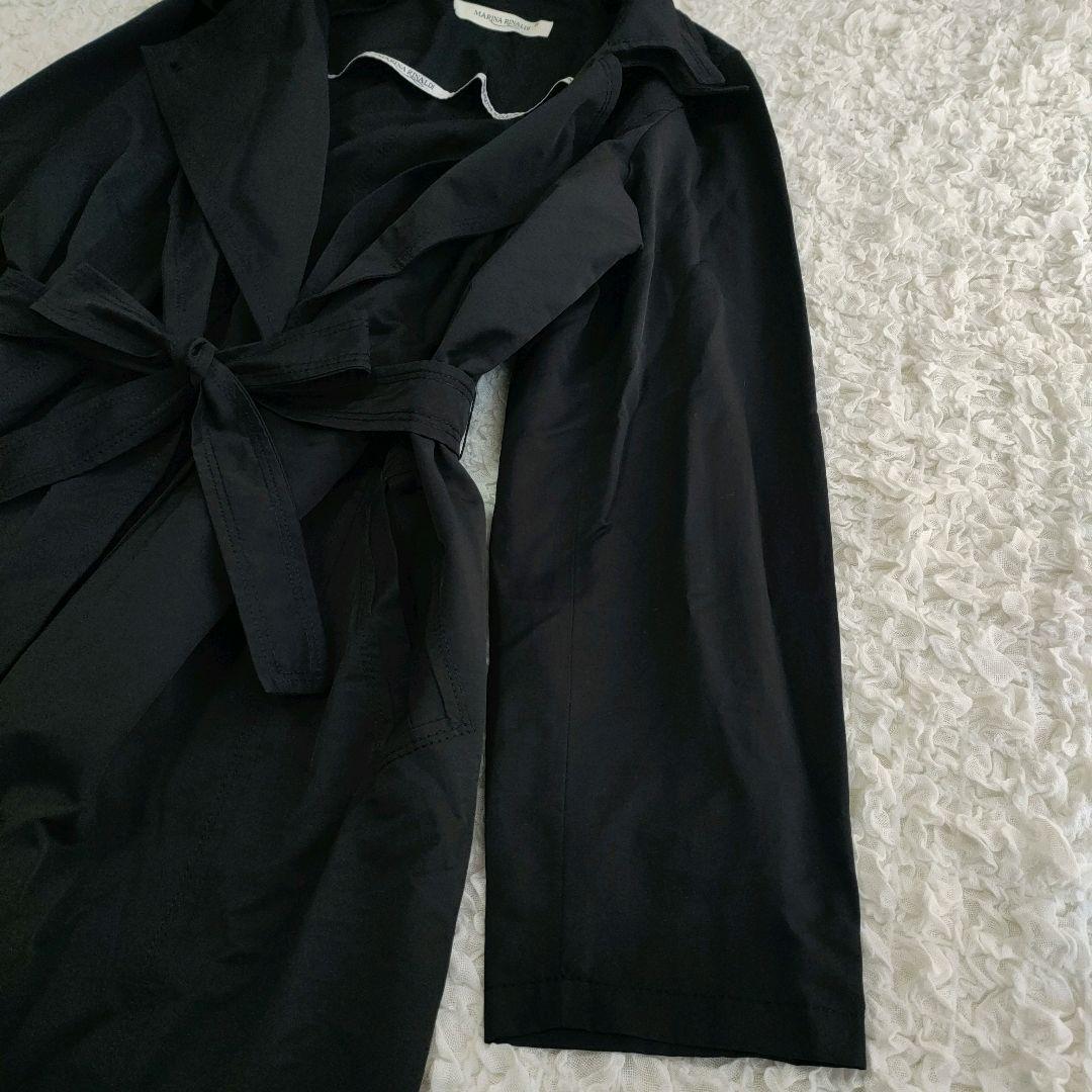 美品 マリナリナルディ トレンチコート ダブルカラー ウエストリボン 23号