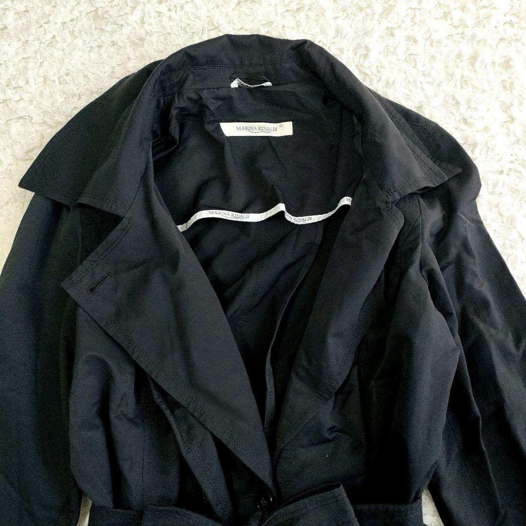 美品 マリナリナルディ トレンチコート ダブルカラー ウエストリボン 23号