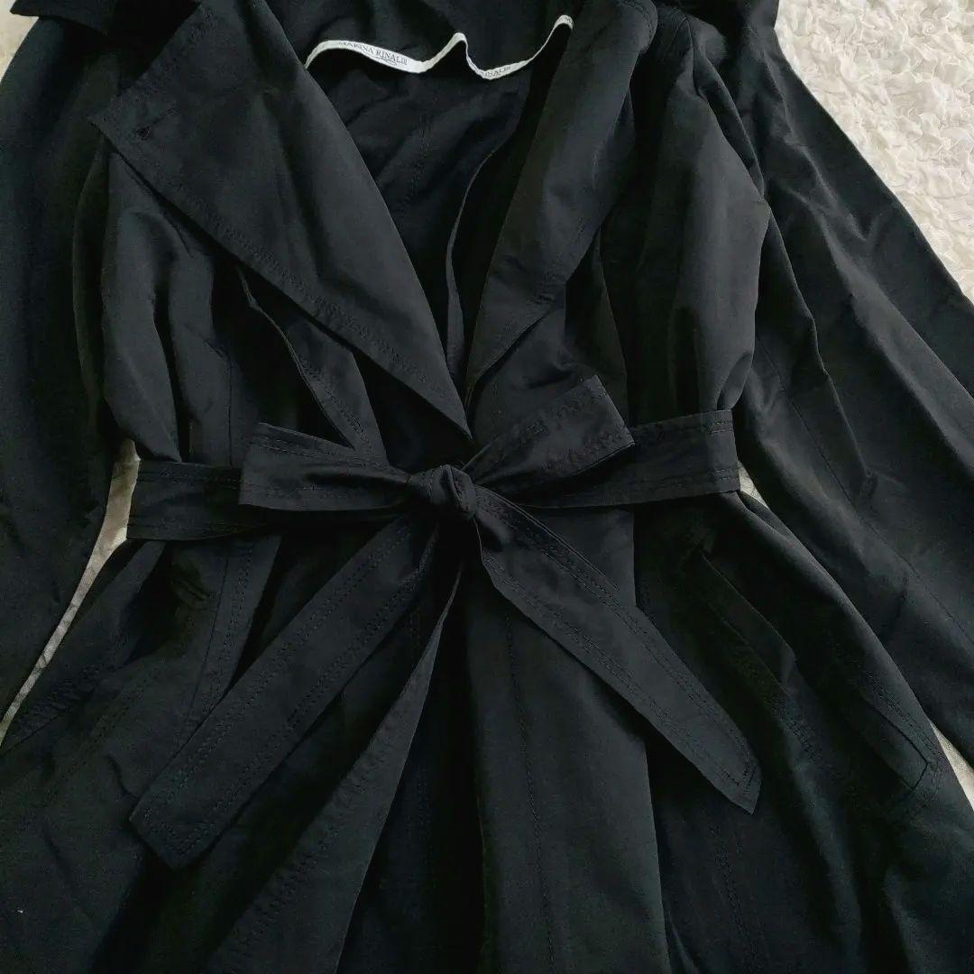 美品 マリナリナルディ トレンチコート ダブルカラー ウエストリボン 23号