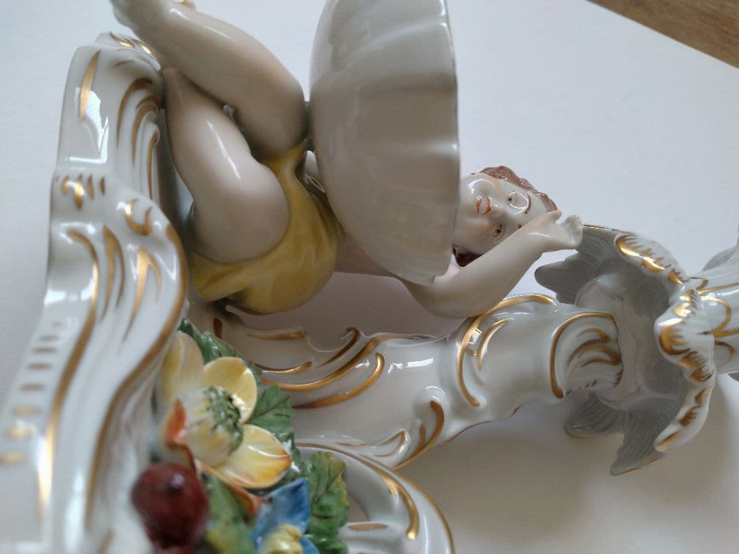 希少 Dresdenドレスデン カールティーメ工房　　天使の燭台ペア キャンドル