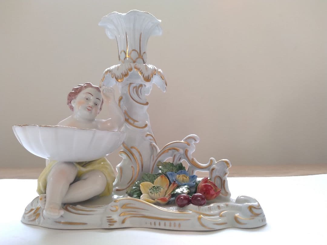 希少 Dresdenドレスデン カールティーメ工房　　天使の燭台ペア キャンドル