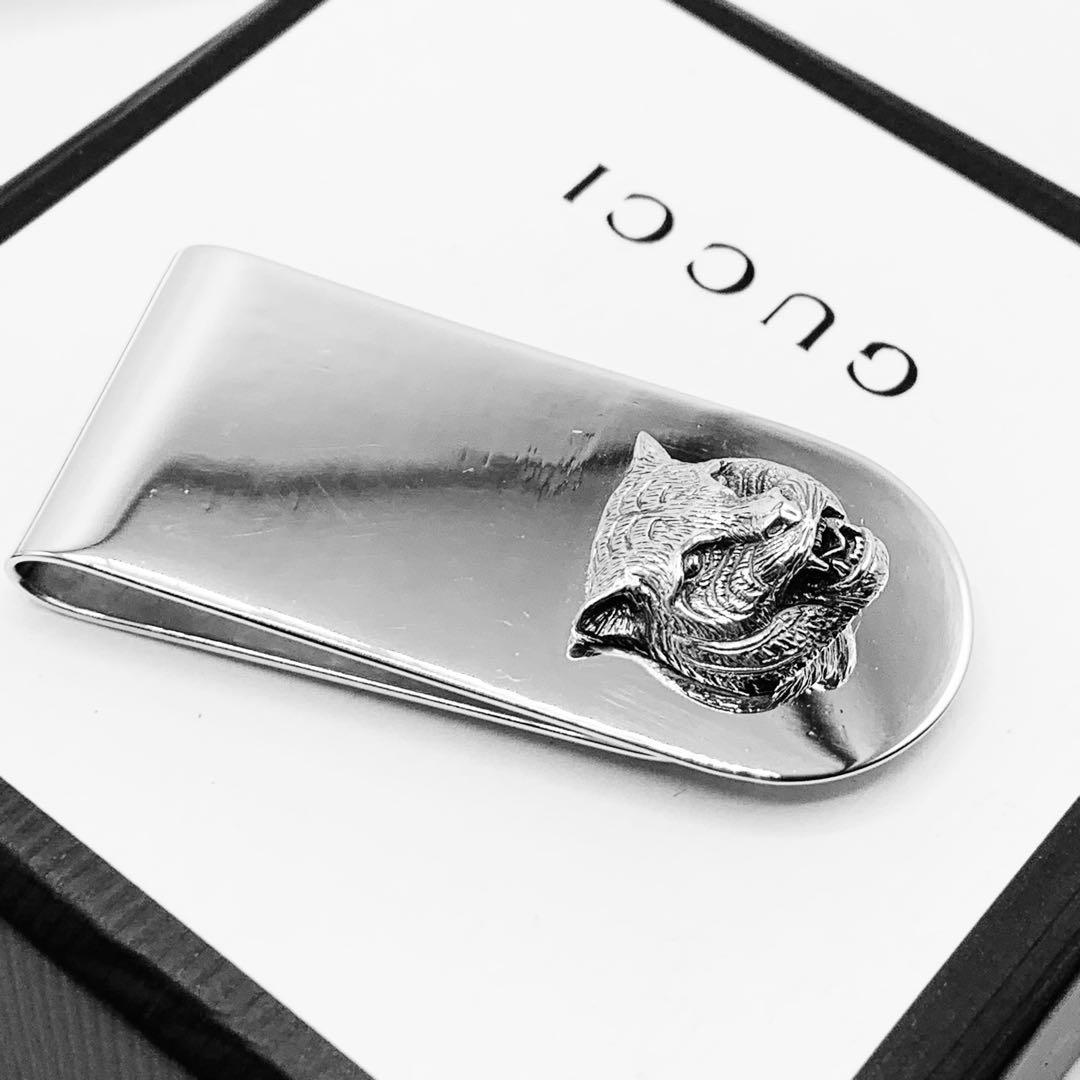 【美品】GUCCI マネークリップ　キャットヘッド タイガー 925