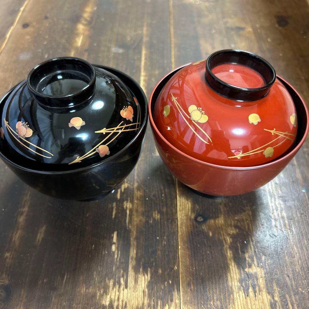 希少　輪島塗　慶塚作　蓋付き　汁椀　吸物椀　ペア