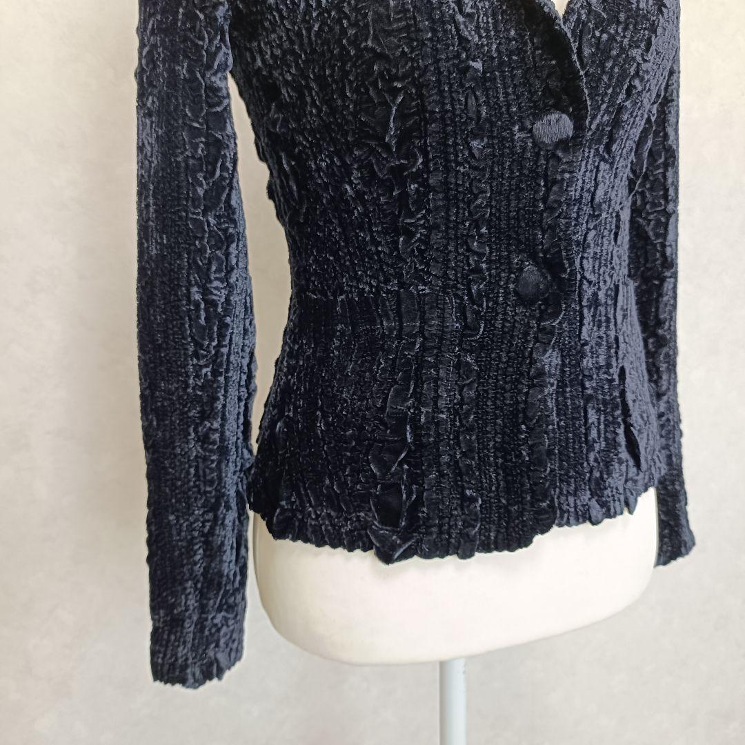 ユキトリイインターナショナル プリーツ ベロア テーラードジャケット 38