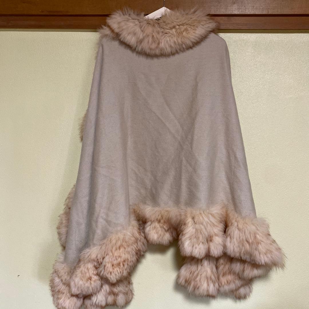 DUALVIEW ミンク　フリルファーポンチョ　ケープコート