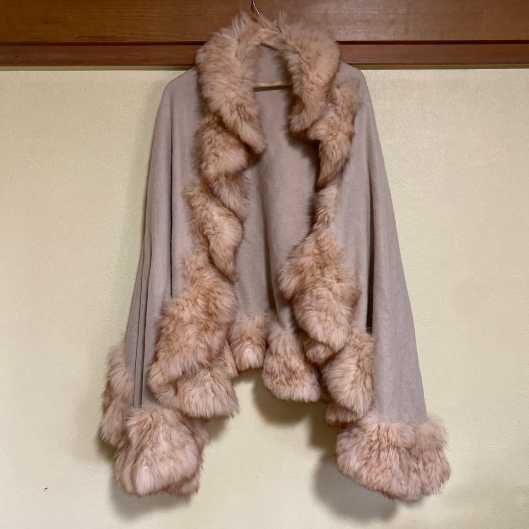 DUALVIEW ミンク　フリルファーポンチョ　ケープコート