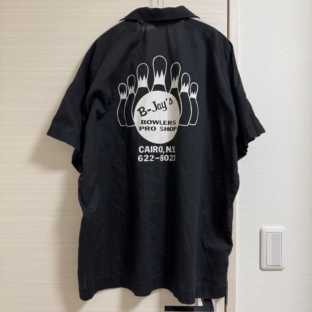 Hilton 70sボウリングシャツ ブラック ヴィンテージシャツ　黒　Lサイズ