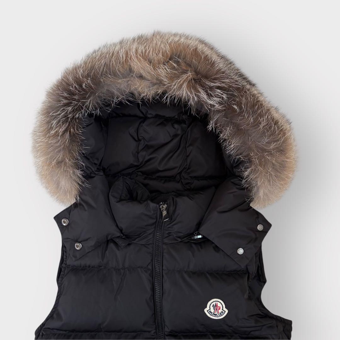 美品　MONCLER GALLINULE フォックスファー　ダウンベスト　黒