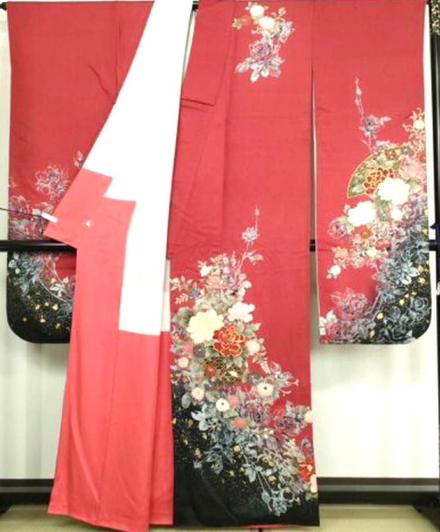 振袖フルセット6点サイズM〜Ｌ正絹宝尽くし袋帯　花篭文　金彩