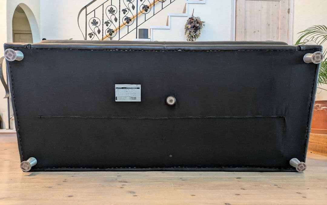 サコモディ S’ACCOMODI 3人掛け黒本革ソファ