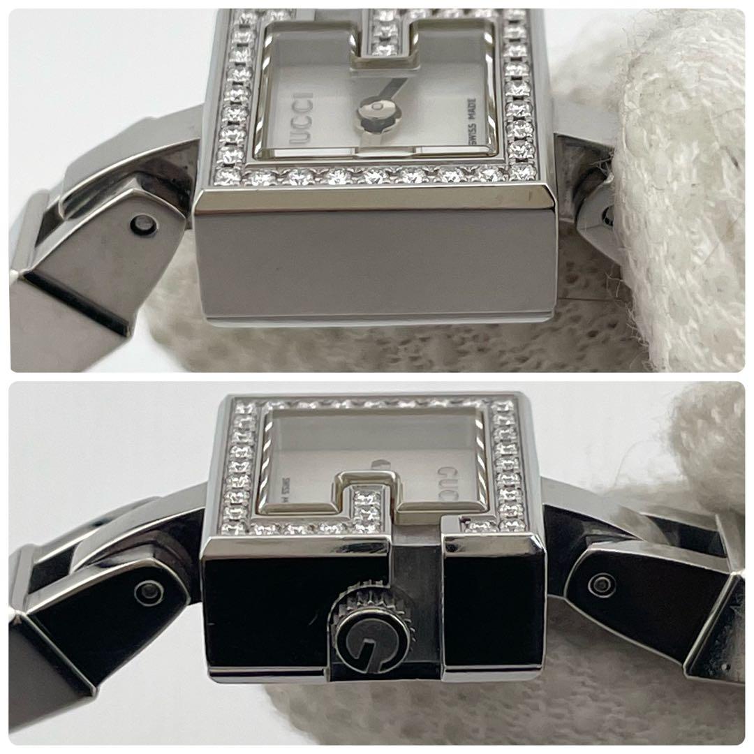 【稼働】グッチ　Gロゴ　ダイヤベゼル　腕時計　シェリ文字盤　ジュエリーウォッチ