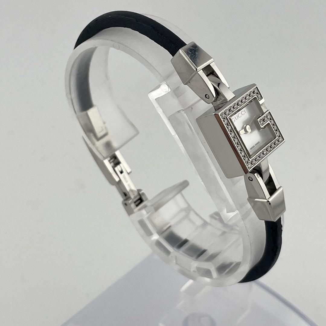 【稼働】グッチ　Gロゴ　ダイヤベゼル　腕時計　シェリ文字盤　ジュエリーウォッチ