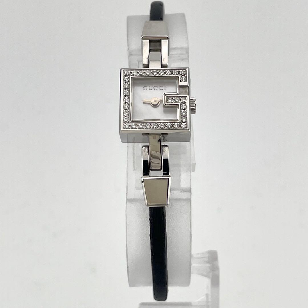 【稼働】グッチ　Gロゴ　ダイヤベゼル　腕時計　シェリ文字盤　ジュエリーウォッチ