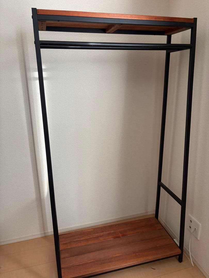 ハンガーラック アイアン　天板木製