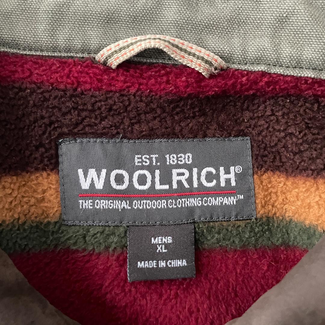 WOOLRICH　カバーオールジャケット　ハンティング　レザーカラー切替　裏ボア