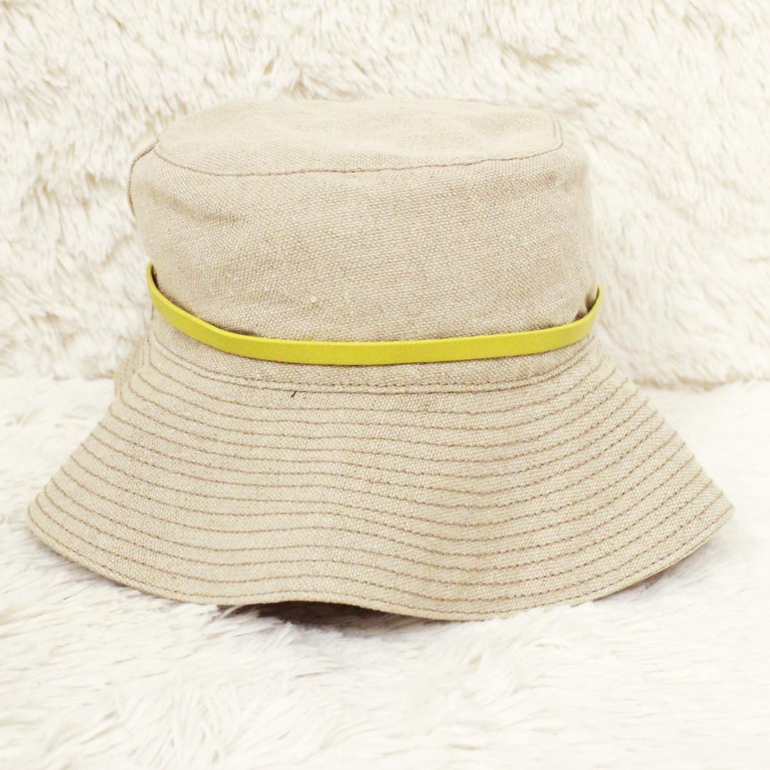 あーにゃん様　極美品 PRADA プラダ 帽子 バケットハット 麻 トリムレザー
