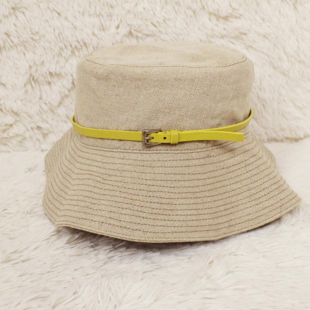 あーにゃん様　極美品 PRADA プラダ 帽子 バケットハット 麻 トリムレザー