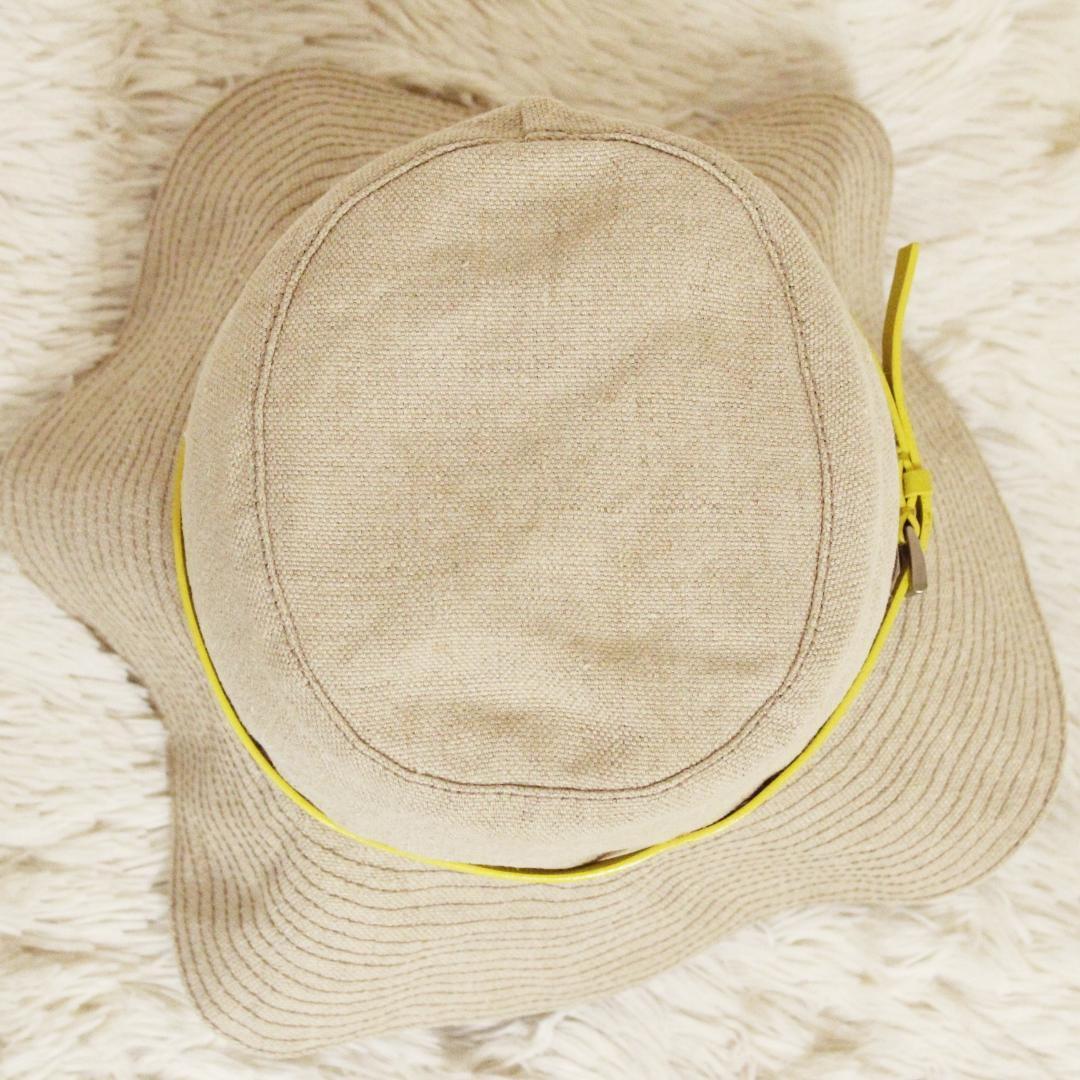 あーにゃん様　極美品 PRADA プラダ 帽子 バケットハット 麻 トリムレザー