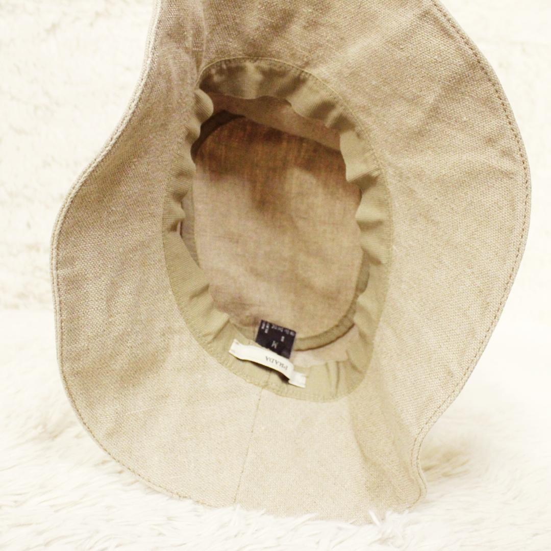 あーにゃん様　極美品 PRADA プラダ 帽子 バケットハット 麻 トリムレザー