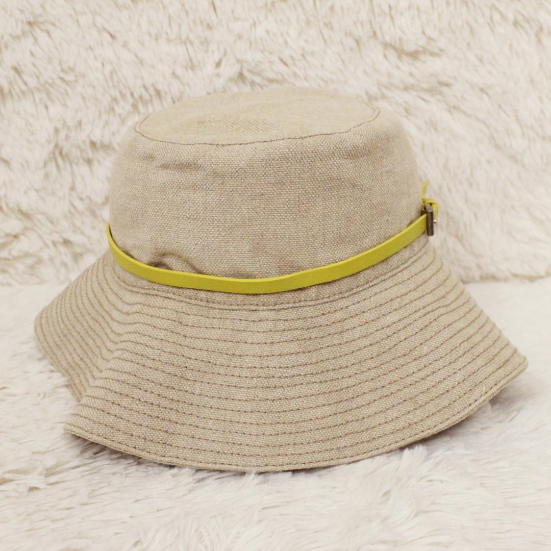 あーにゃん様　極美品 PRADA プラダ 帽子 バケットハット 麻 トリムレザー