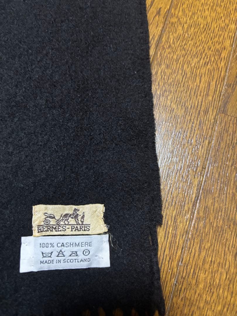 HERMES ブラック カシミヤ マフラー