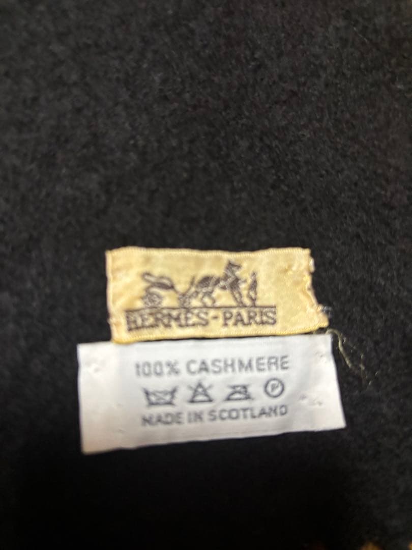 HERMES ブラック カシミヤ マフラー