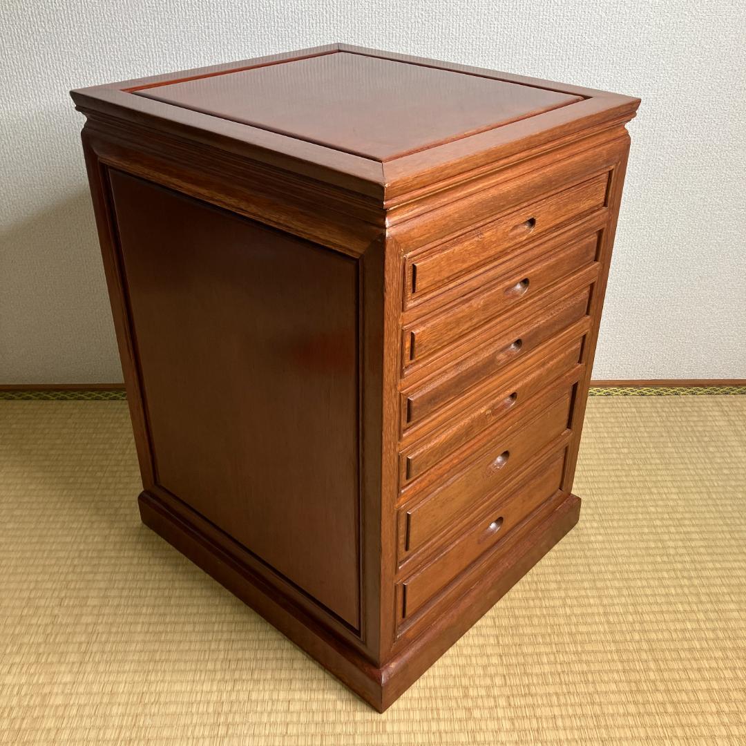 【高級】木製 レトロアンティーク 6段サイドキャビネット