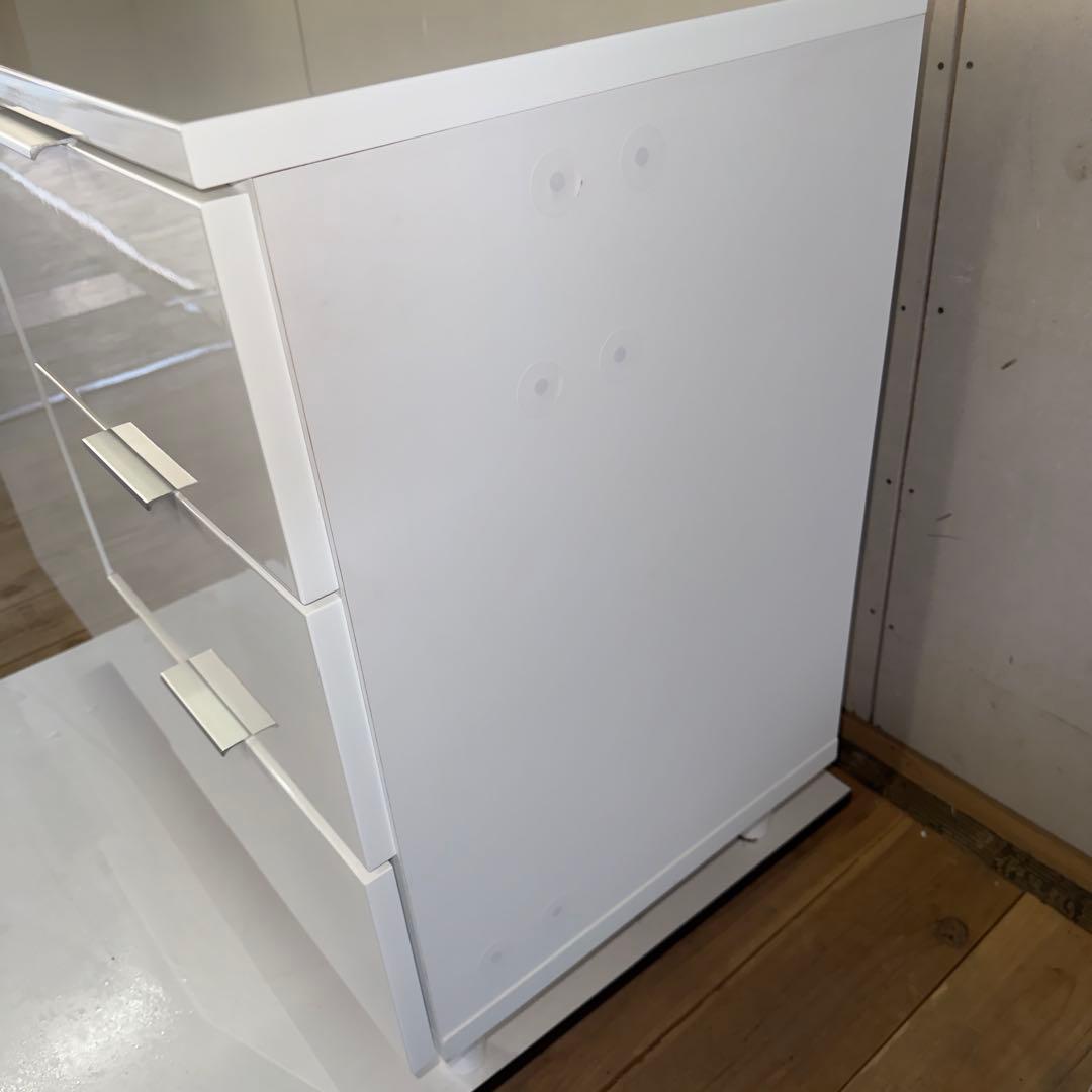 【1138】ホワイト収納キャビネット 引き出し3つ