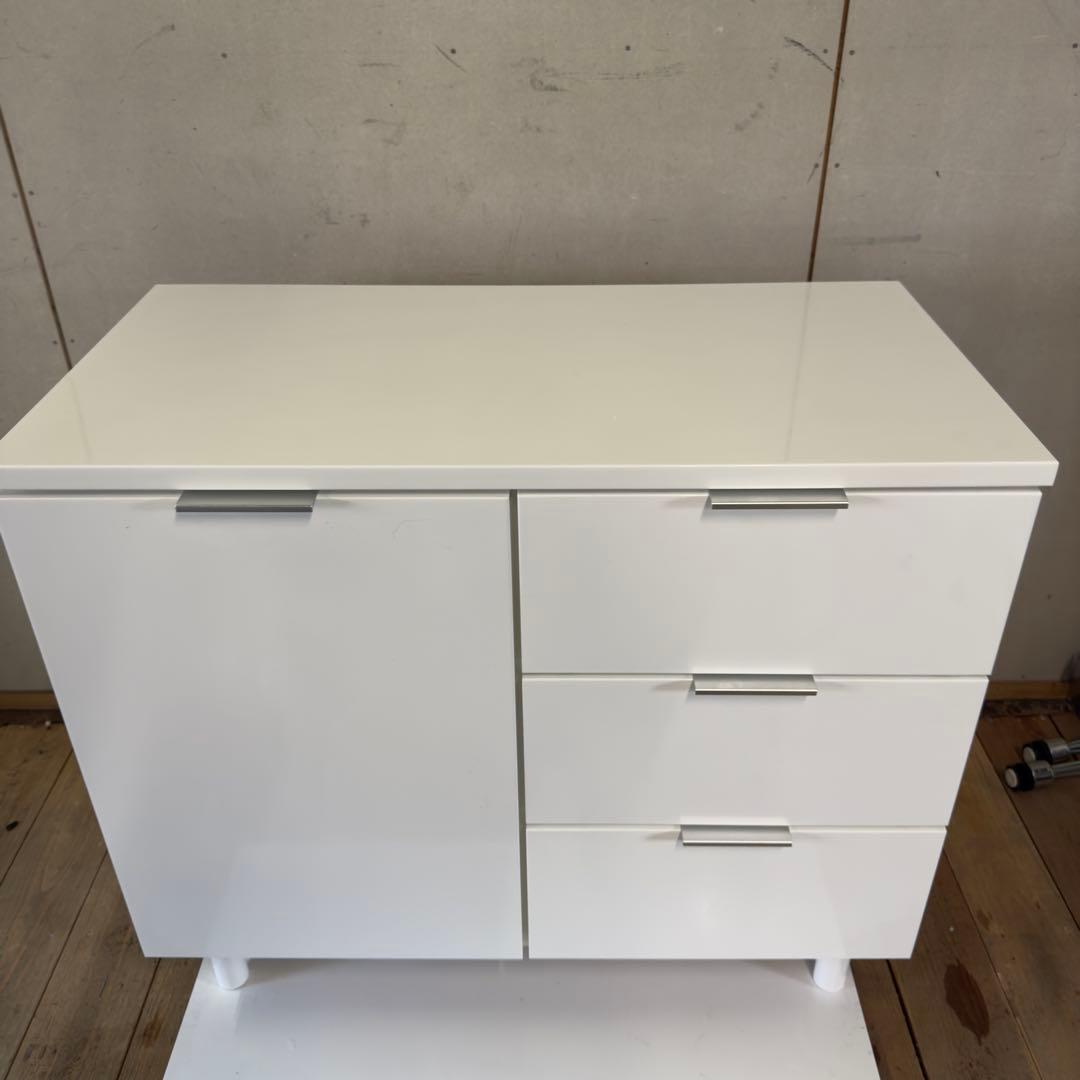 【1138】ホワイト収納キャビネット 引き出し3つ