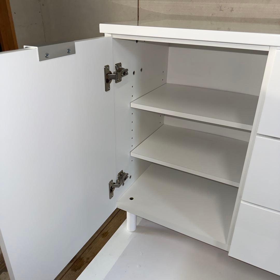 【1138】ホワイト収納キャビネット 引き出し3つ