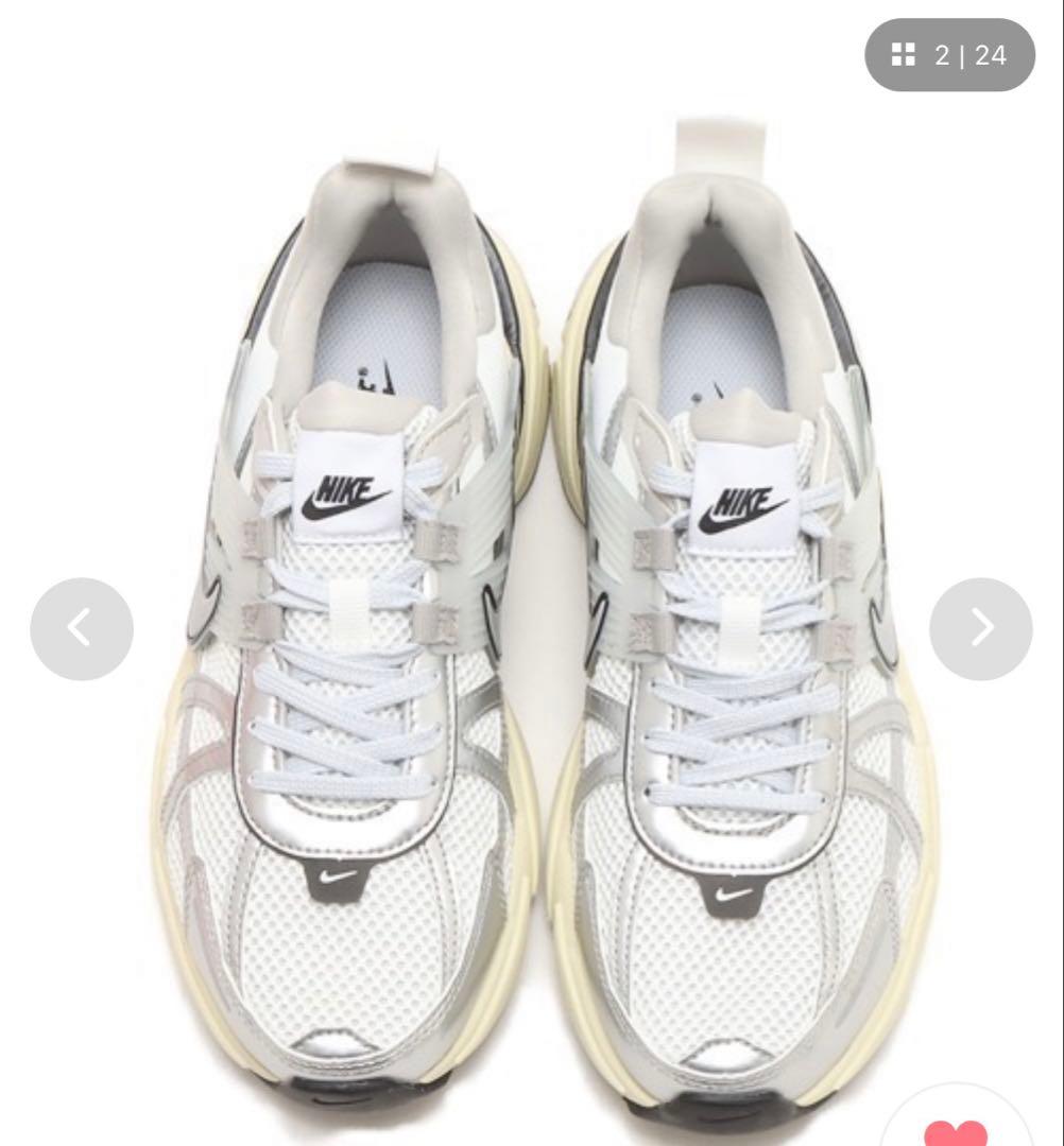 【美品】NIKE W V2K RUN サミットホワイト×シルバー24cm 箱付