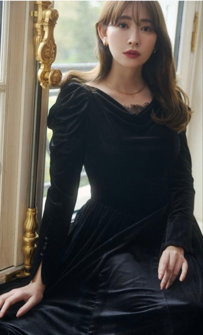 Her lip to Majestic Velour Dress ブラック