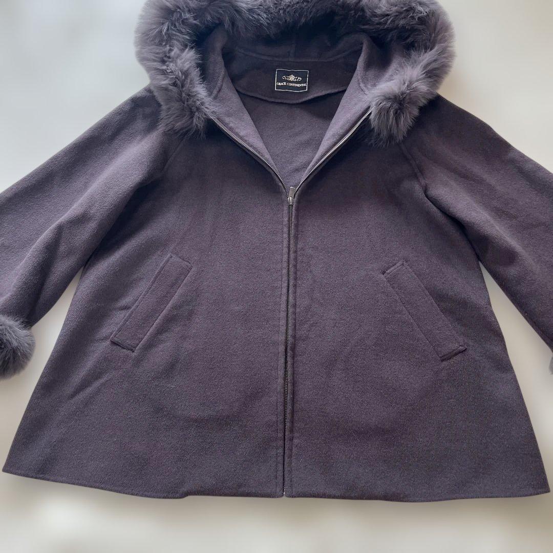 ✨GRACE CONTINENTAL 定価83600 ポンチョ風トリミングコート