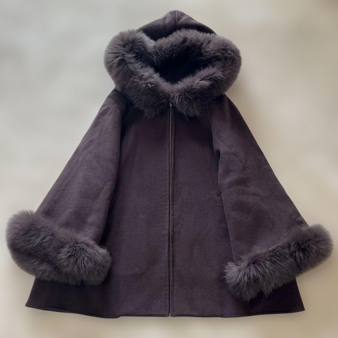 ✨GRACE CONTINENTAL 定価83600 ポンチョ風トリミングコート