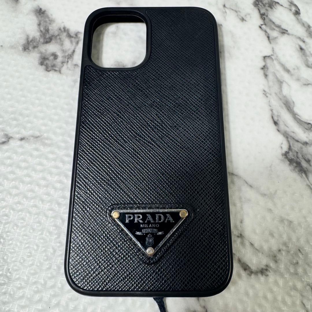 極美品◎付属品完備/プラダ　iPhone12mini ケース　サフィアーノレザー