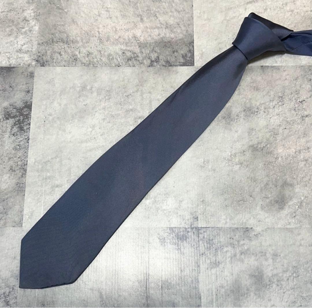 HERMES ネクタイ　ハイブランド ソリッド グレー