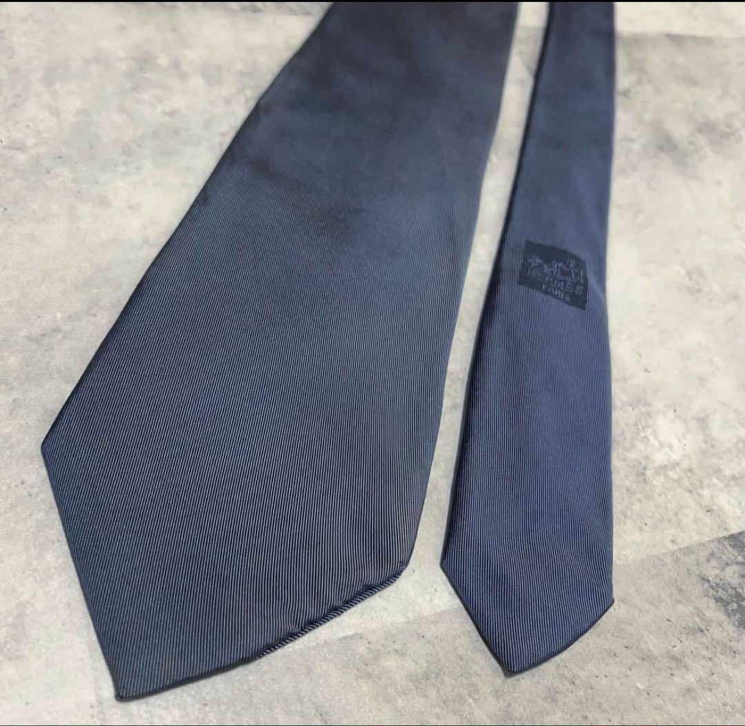 HERMES ネクタイ　ハイブランド ソリッド グレー