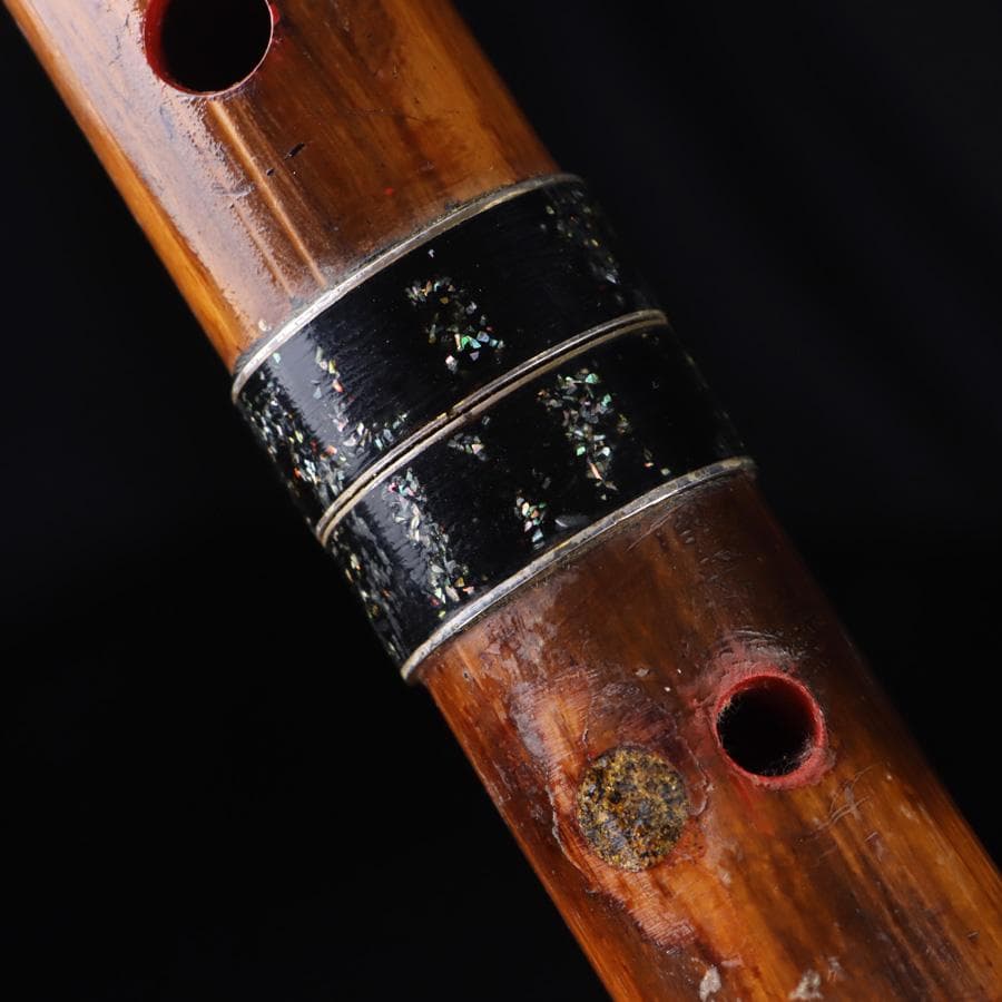 専用Y3279-6 琴古流 尺八 隆風 銀三線 螺鈿細工 全長69.5㎝ 　EE