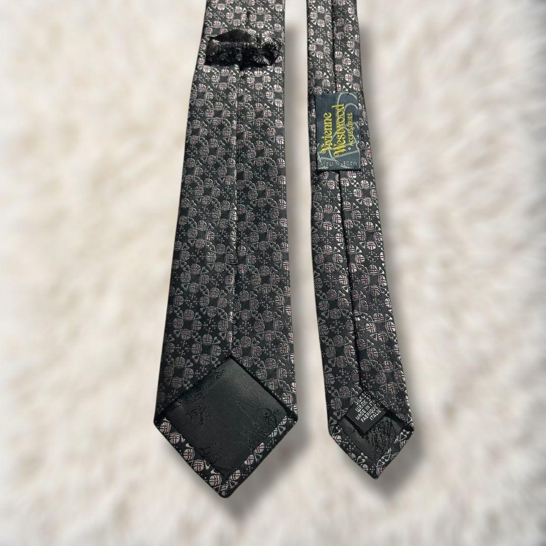 【未使用級✨】ヴィヴィアンウエストウッド ナロータイ オーブ 黒銀赤 ジャガード