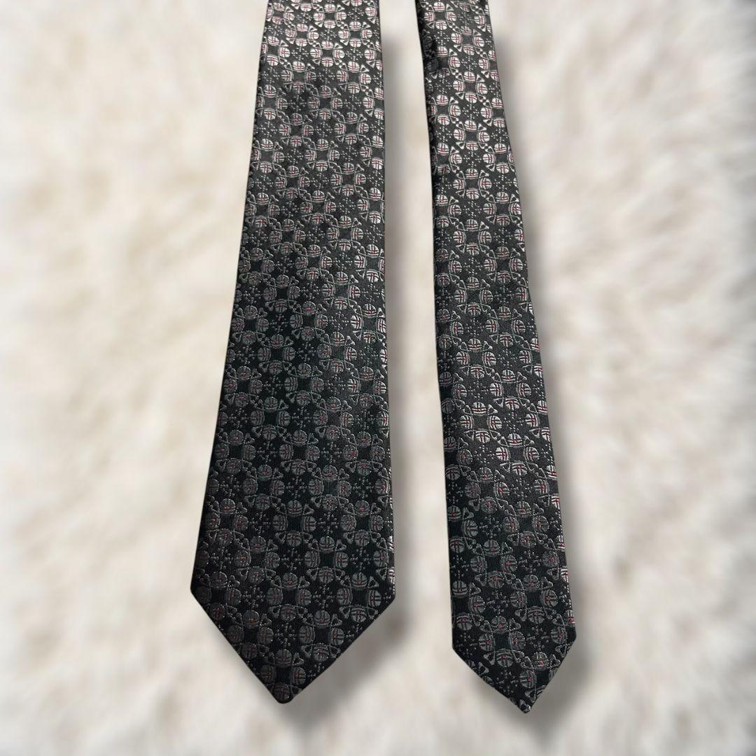 【未使用級✨】ヴィヴィアンウエストウッド ナロータイ オーブ 黒銀赤 ジャガード