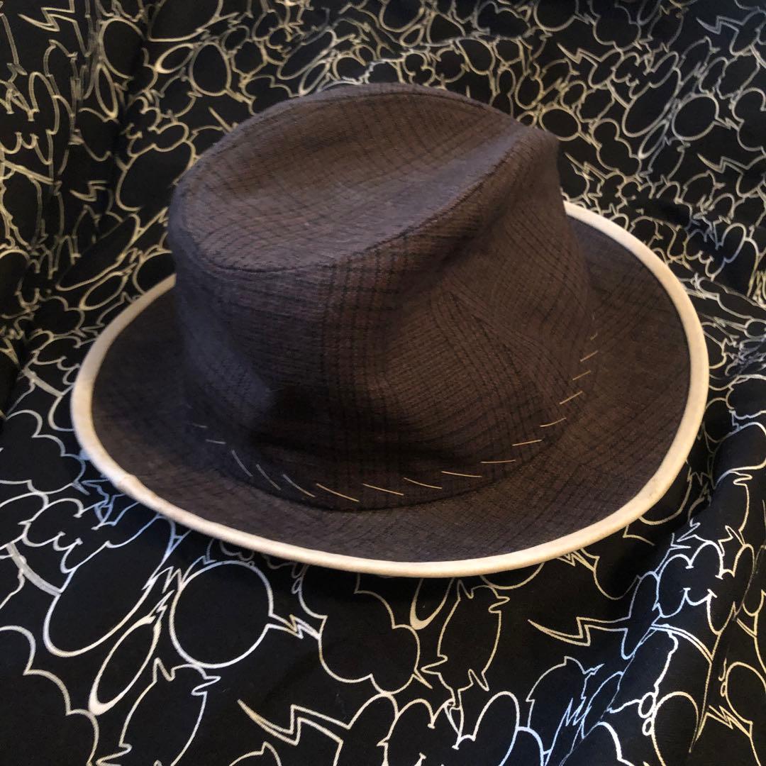 初期　アンダーカバー　ダークブラウン　チェック柄 フェドーラハット