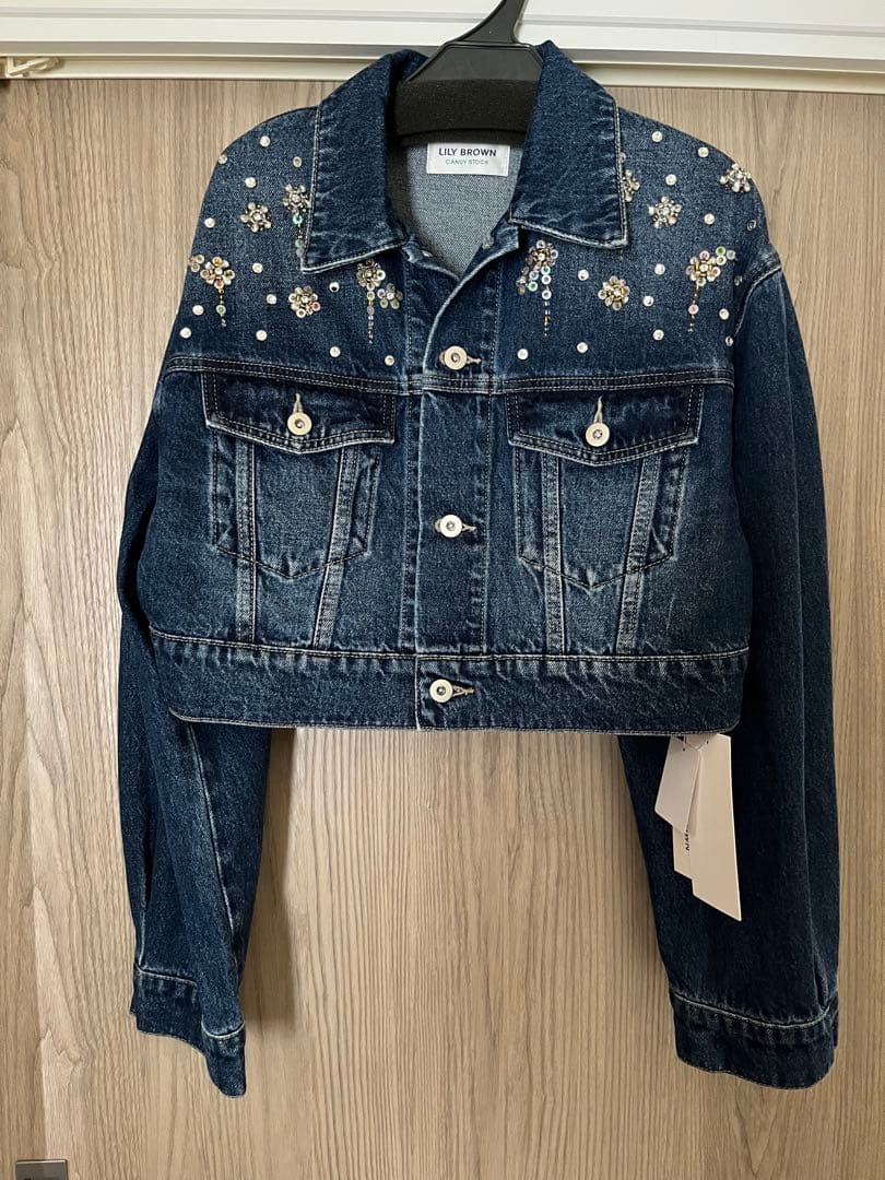 新品タグ付！リリーブラウン★ビジュー付デニムジャケット★gジャンスナイデル